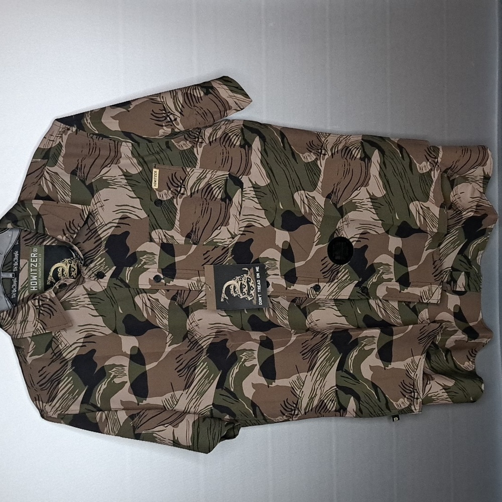 Howitzer Camo Short Sleeve Button Down Don't Tread on Me